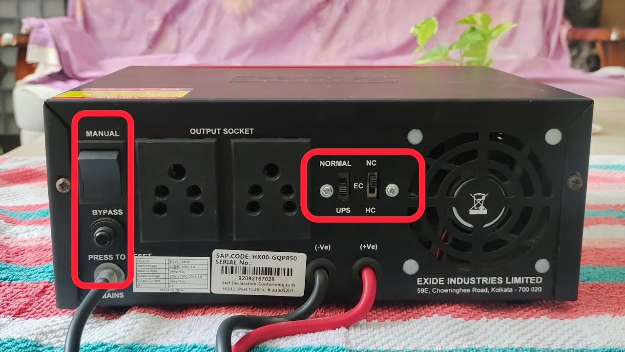 Exide Inverter back buttons settings | HC/EC/NC mode | Normal/Ups mode |