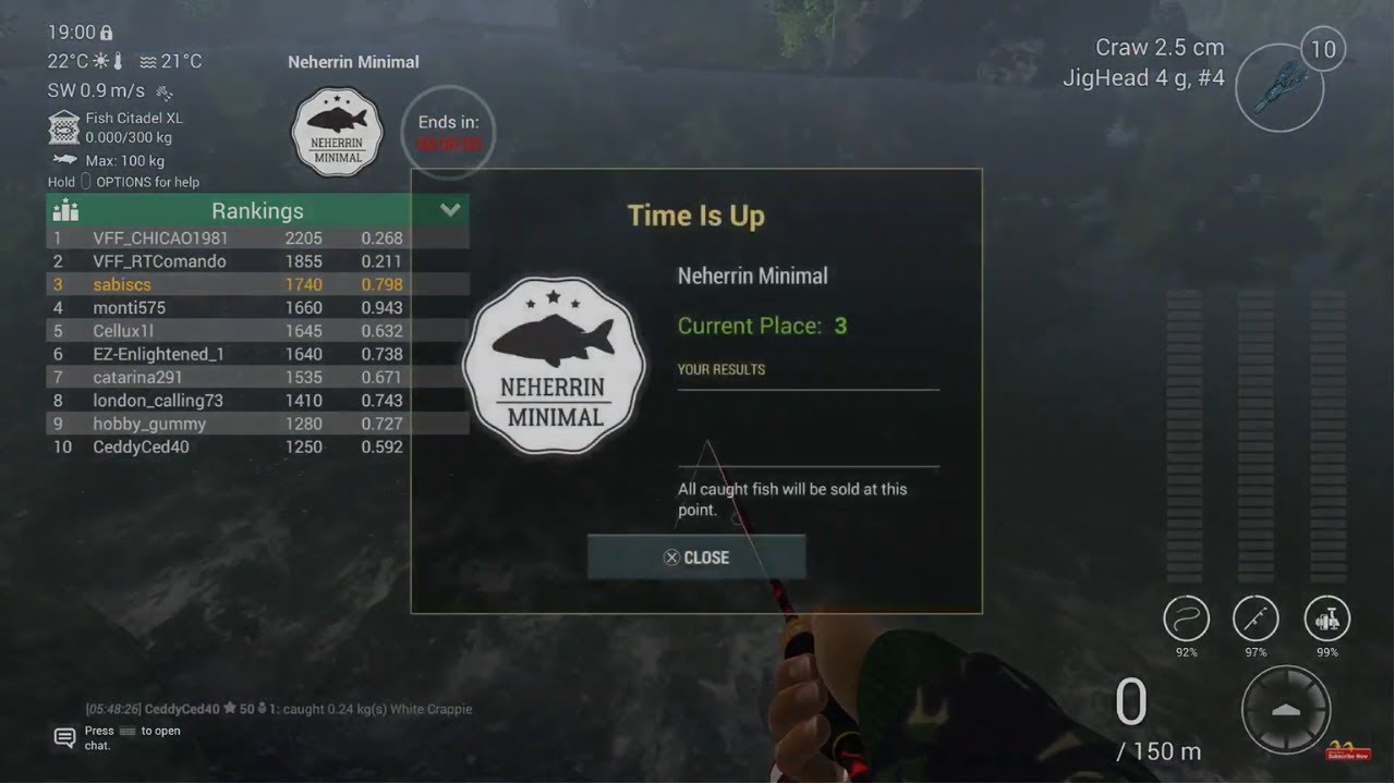 The Fisherman-Fishing Planet, Neherrin Minimal +55Fish Top3 Finish, Neherrin River in Carolina