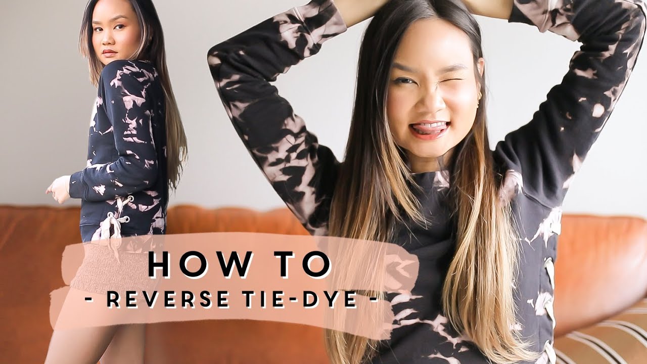 HOW TO: DIY Reverse Tie Dye (Bleach Tie Dye) | Victoria Hui