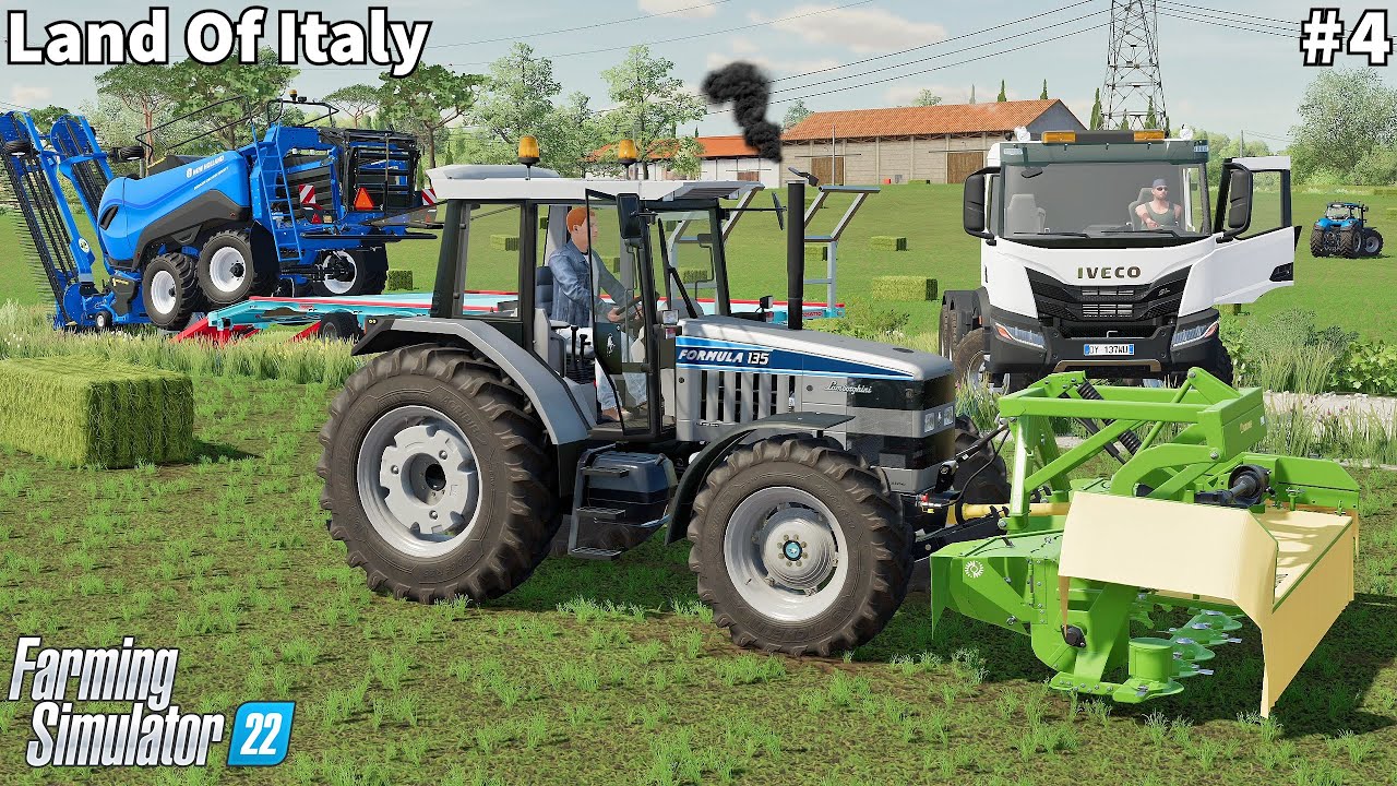 New High-Density Baler, Mowing & Baling Alfalfa Hay Bales │Land Of Italy │FS 22│Timelapse#4
