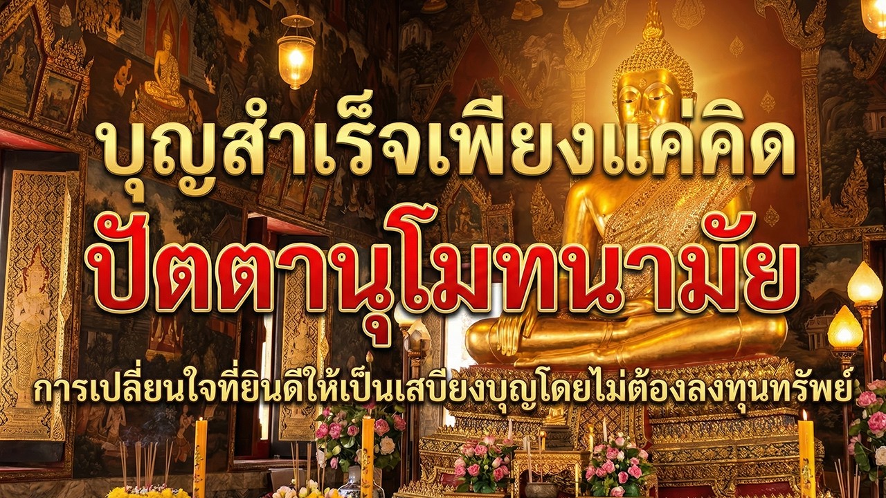 บุญสำเร็จเพียงแค่คิด! พลัง 'ปัตตานุโมทนามัย' เคล็ดลับรวยบุญไม่ต้องใช้เงิน 💰🙏 #ทำบุญไม่ต้องใช้เงิน