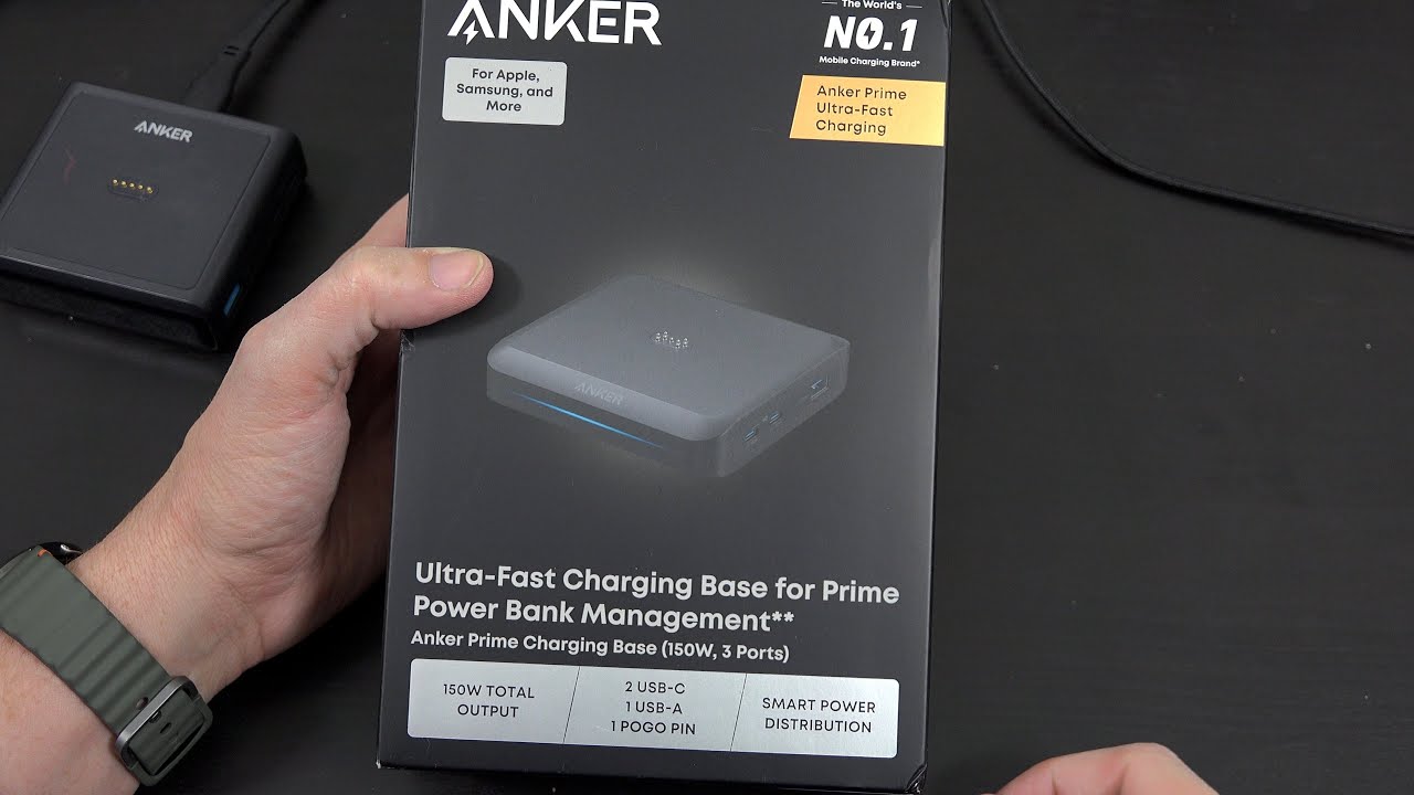 Зарядная база Anker Prime, 3 порта, максимальная мощность зарядки 150 Вт для 4 устройств.
