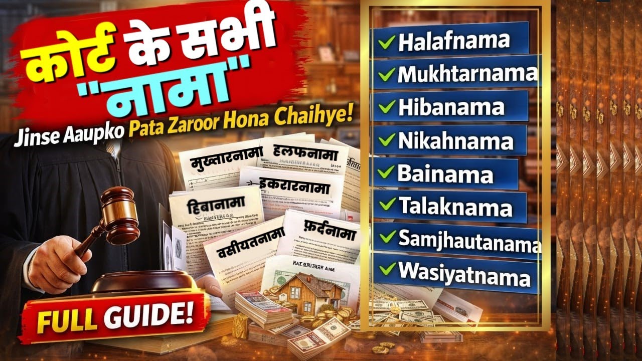 Court Legal ‘Nama’ | Halafnama, Bainama, Hibanama, Mukhtarnama, Affidavit, ikrarnama | Full Guide