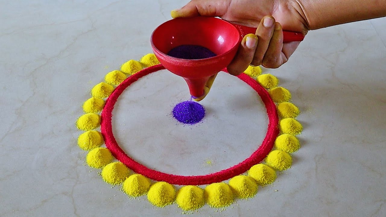 Easy Rangoli Designs For Diwali | Simple Rangoli Design | Easy Kolam Design | Easy Deepavali Rangoli