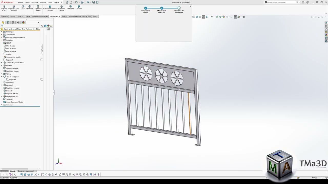 Garde corps avec barreaudage automatique - Solidworks (+Bonus fichier parametrage)