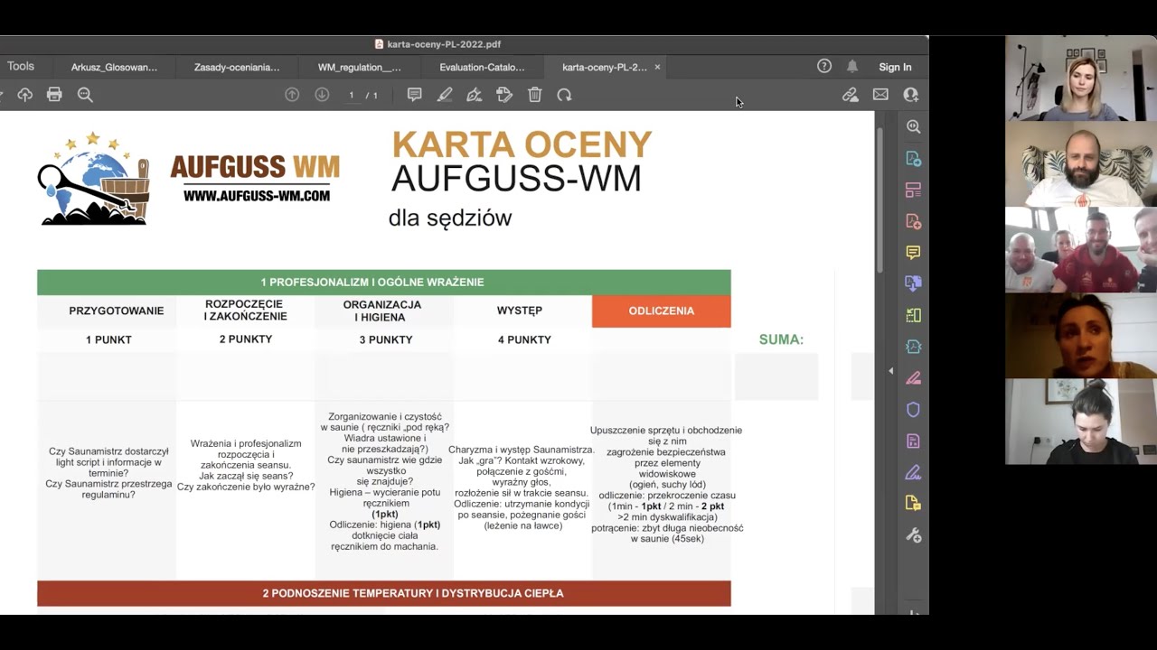 Sauna Cup / Aufguss-WM 2022 - Zasady oceny Saunamistrz&oacute;w przez Jury - webinar