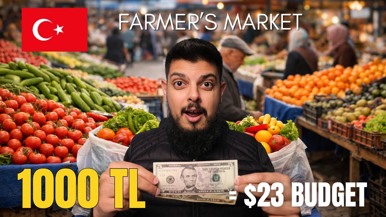 Что можно купить за 1000 турецких лир (23 доллара) на фермерском рынке (PAZAR) в Анталии, Турция?