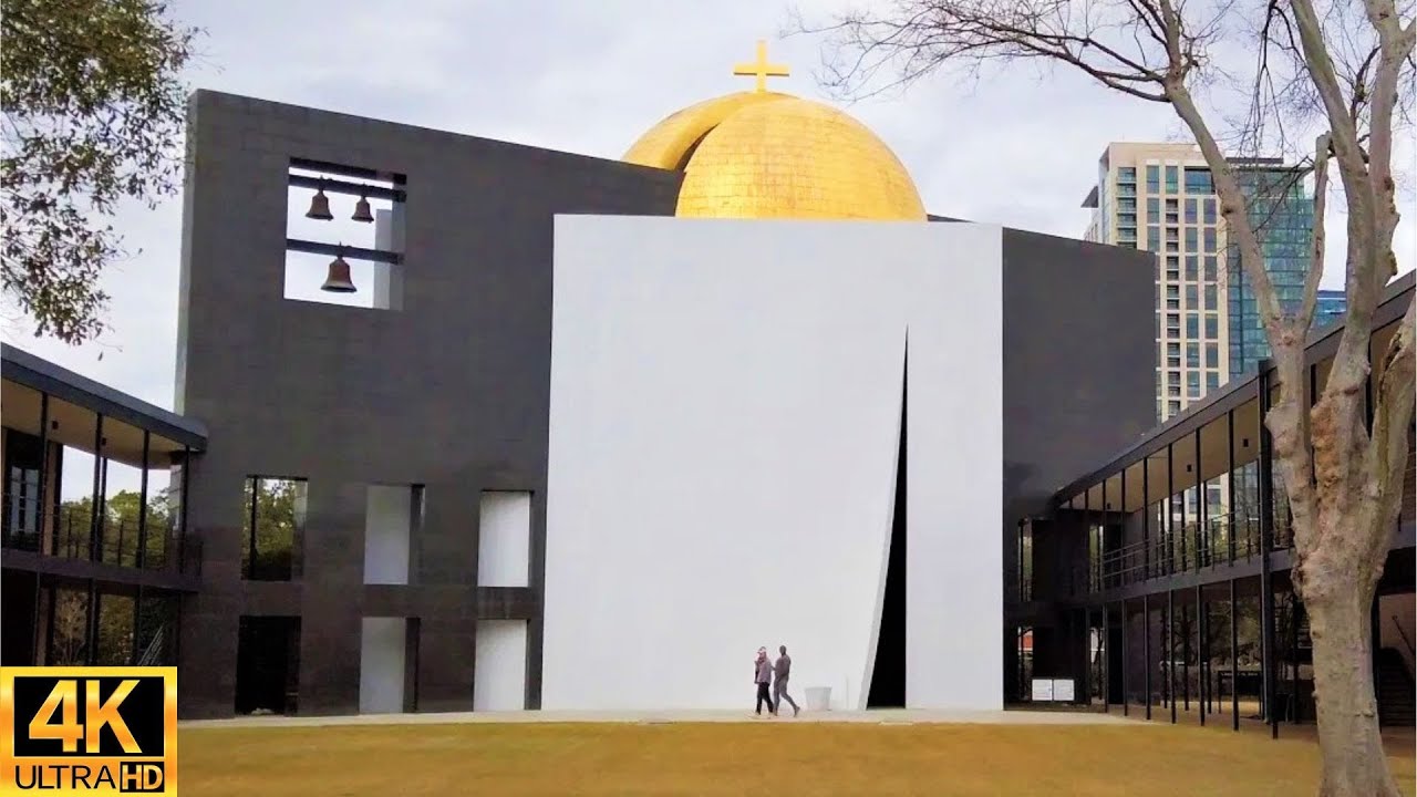 University of St. Thomas Campus Walk , Chapel of St. Basil - Houston, Texas 4K