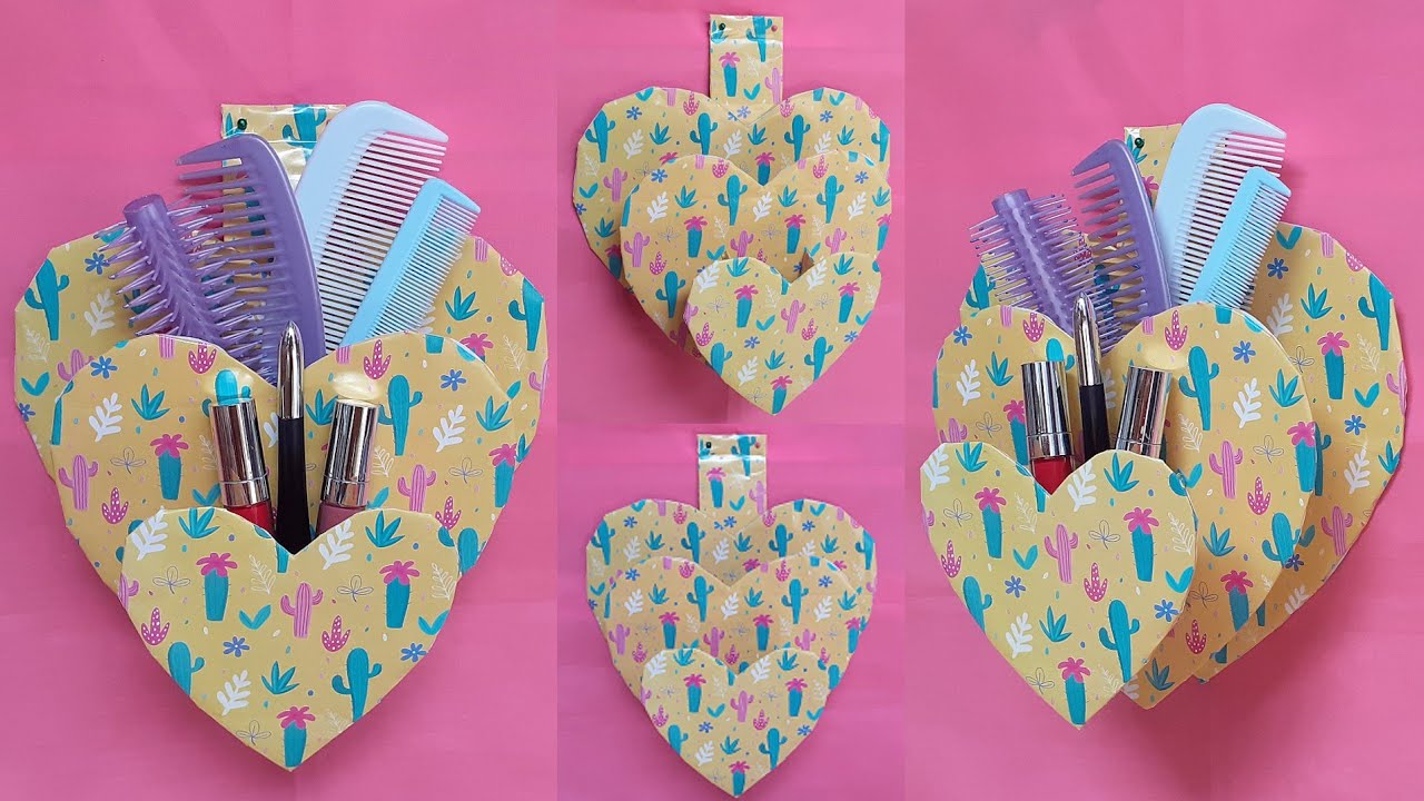 Cara Membuat Tempat Sisir dan Make Up Gantung dari Kardus | DIY Makeup Organizer | Comb Holder