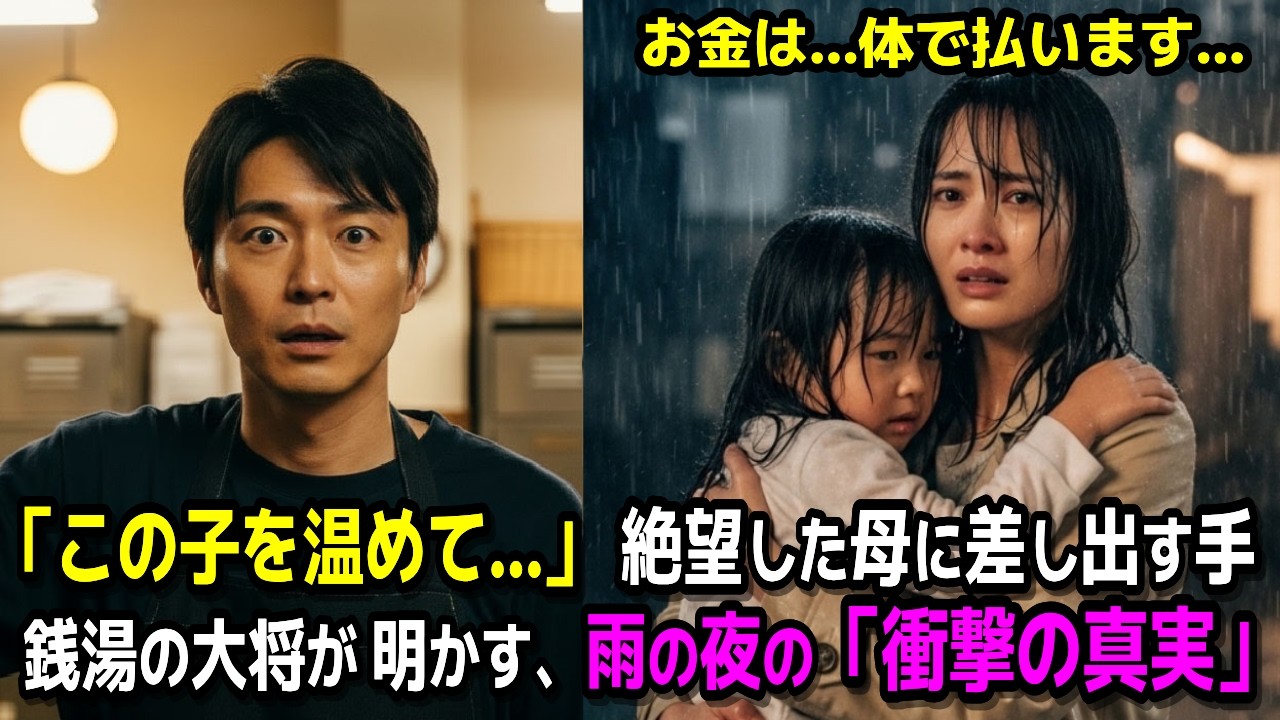 「この子を温めさせてください。お金は…体で払いますから」 雨の夜に無一文の母娘を救った銭湯の大将