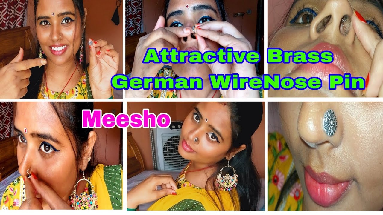 Meesho Attractive Brass German WireNose Pin, नोज पिन को पहनना कितना मुश्किल, और दर्दनाक है😢😭😱
