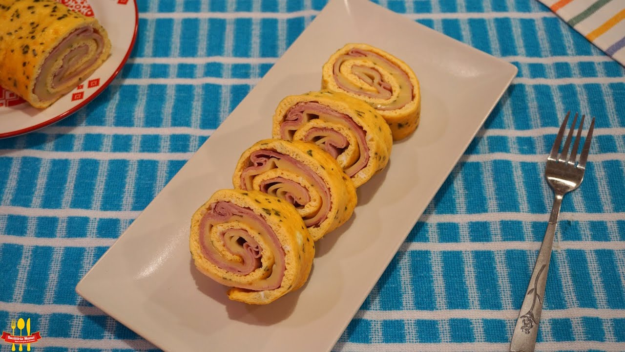 Ruladă din Omletă cu Cașcaval și Șuncă Presată | Bucătăria Mamei