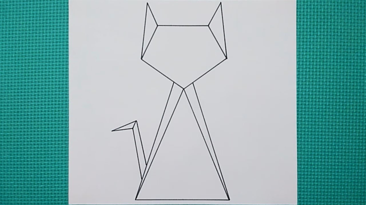 DIBUJO GEOMÉTRICO (GATO) PINTADO CON LINEAS / SUPER FÁCIL