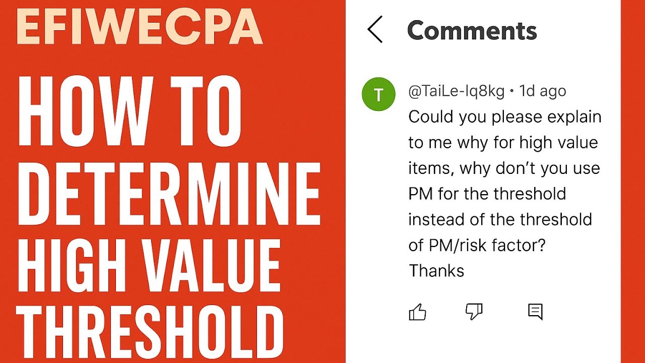 DETERMINING HIGH VALUE THRESHOLD FOR AUDIT SAMPLING. || Addressing viewer's comment