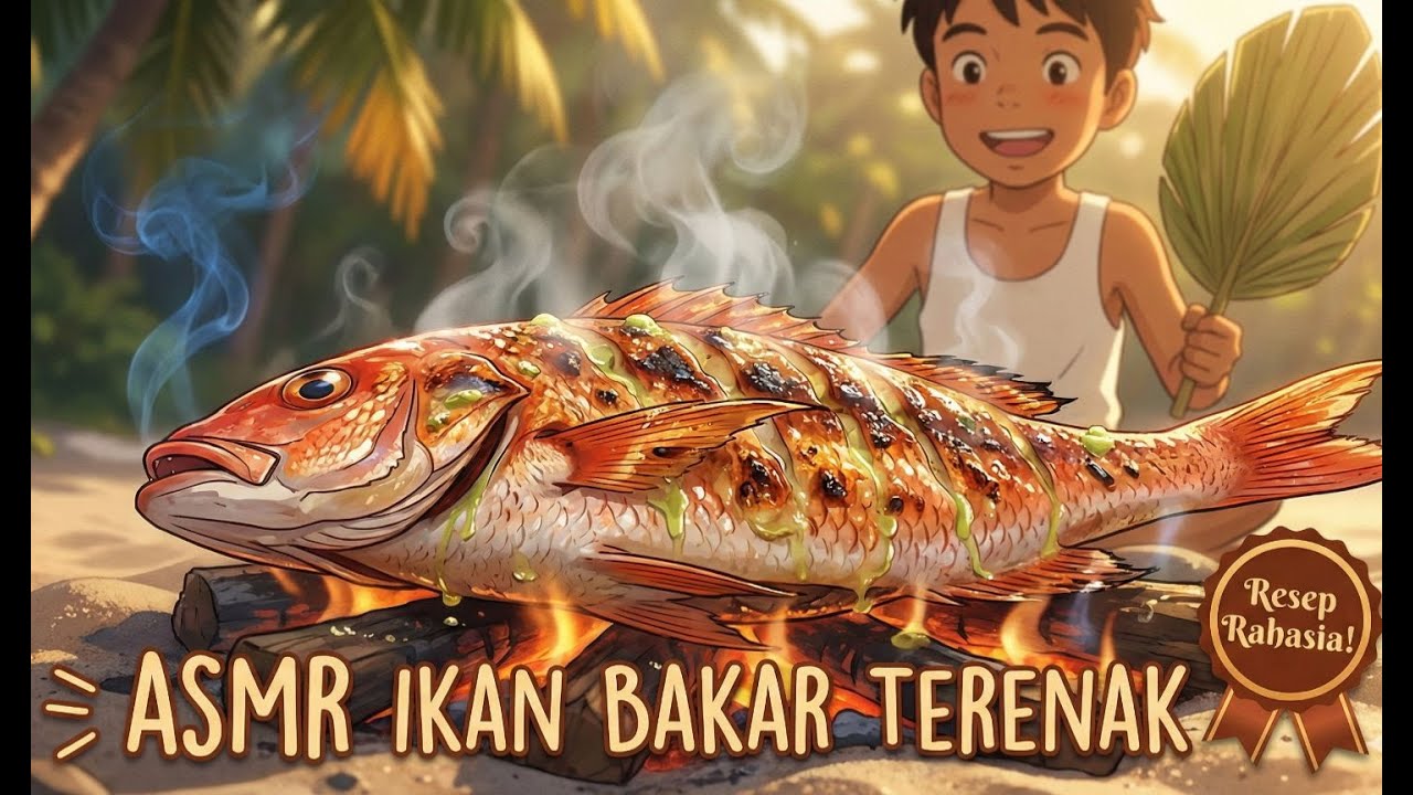 ASMR Mancing dan Masak Ikan di Laut 🎣 Suara Alam & Memasak (Ghibli Style)