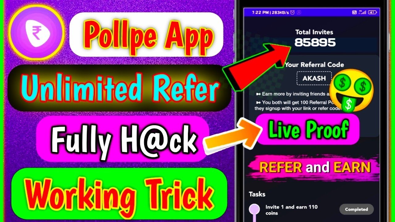 How To Refer In Pollpe | Pollpe 🔥H@ck🔥Referral Trick (One Device Trick) 😯 2024