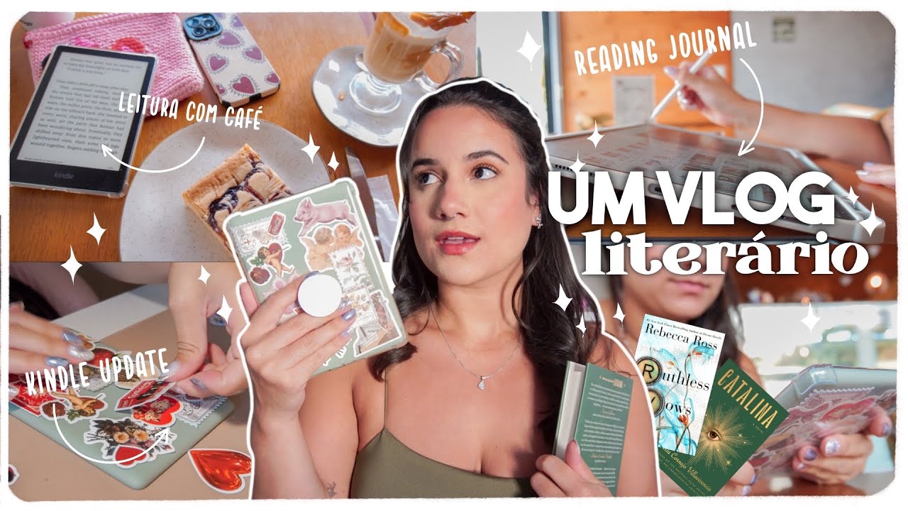 um vlog literário completo ✨📖 decorando meu kindle, lendo na cafeteria e reading journal