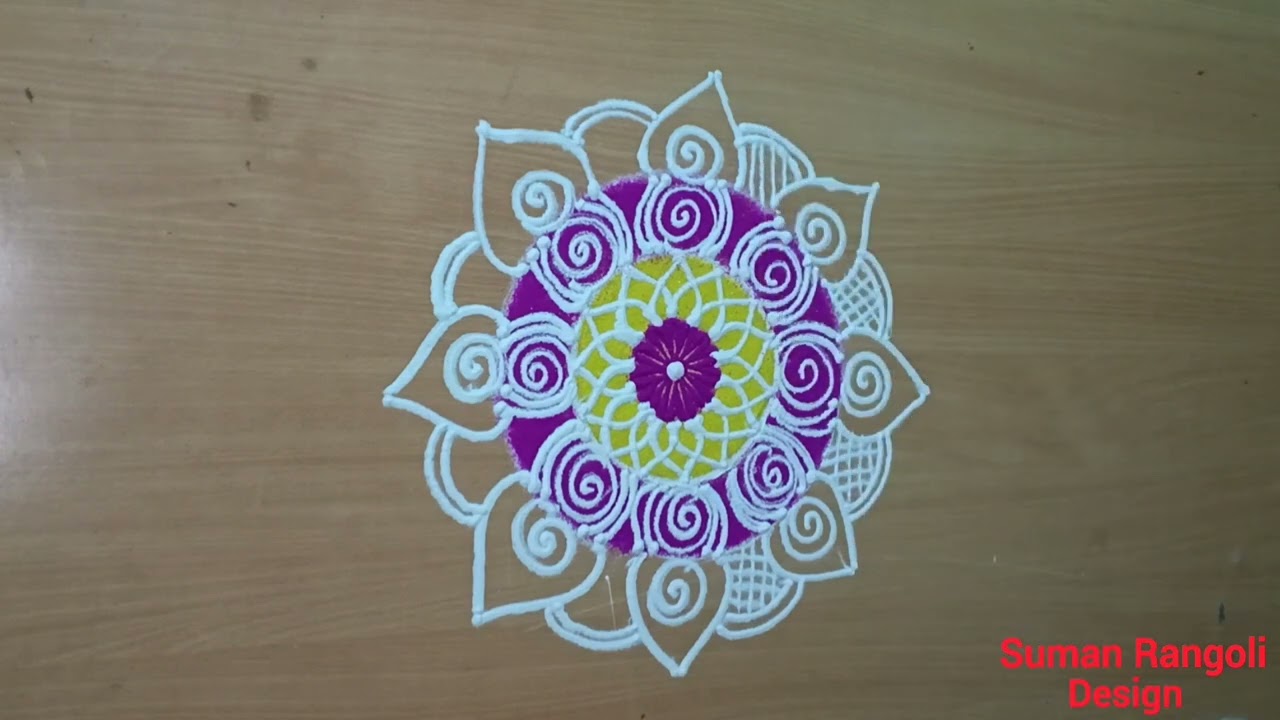 Latest easy rangoli design#apartment rangoli big rangoli for beginners #festival rangoli 🌈🥰