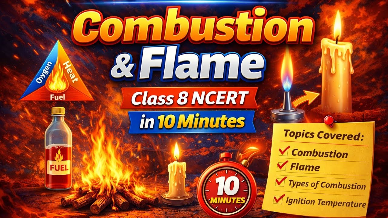 Combustion and Flame | Class 8 NCERT Science Chapter 6 | Explained in 10 Minutes | Quick Revision