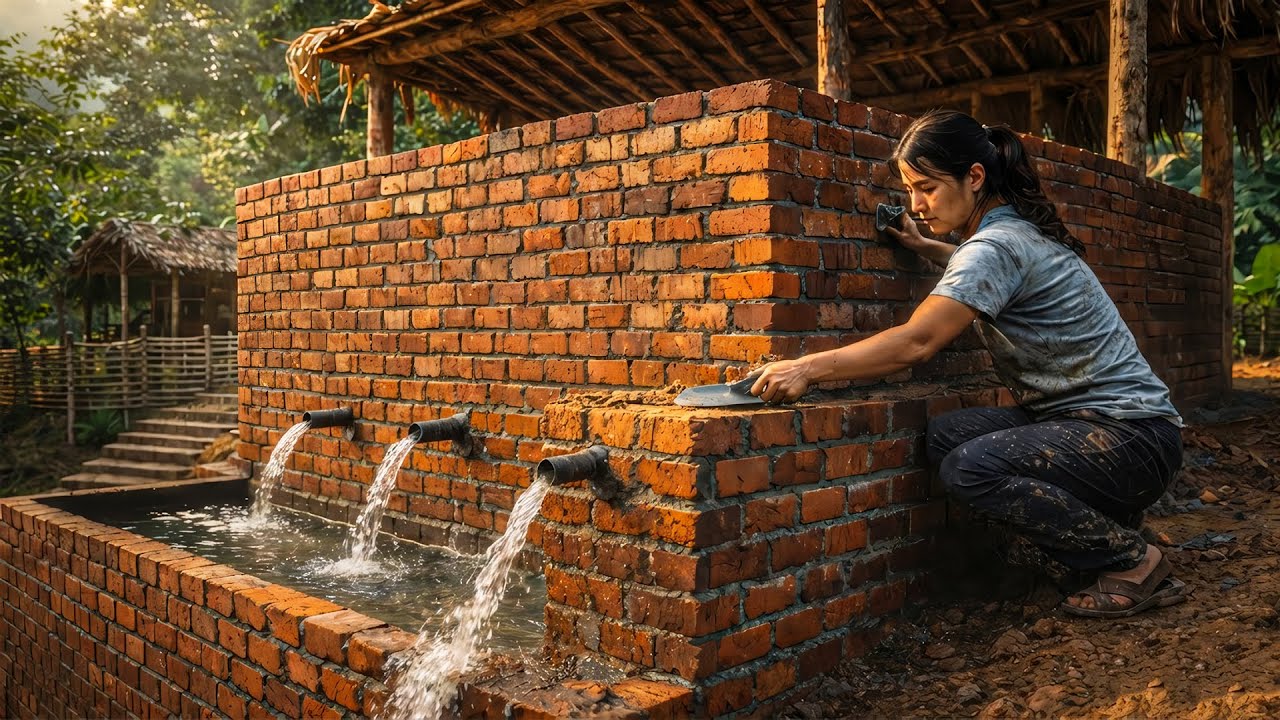 Building a Solid Water Tank by Hand | Brick and Cement Work