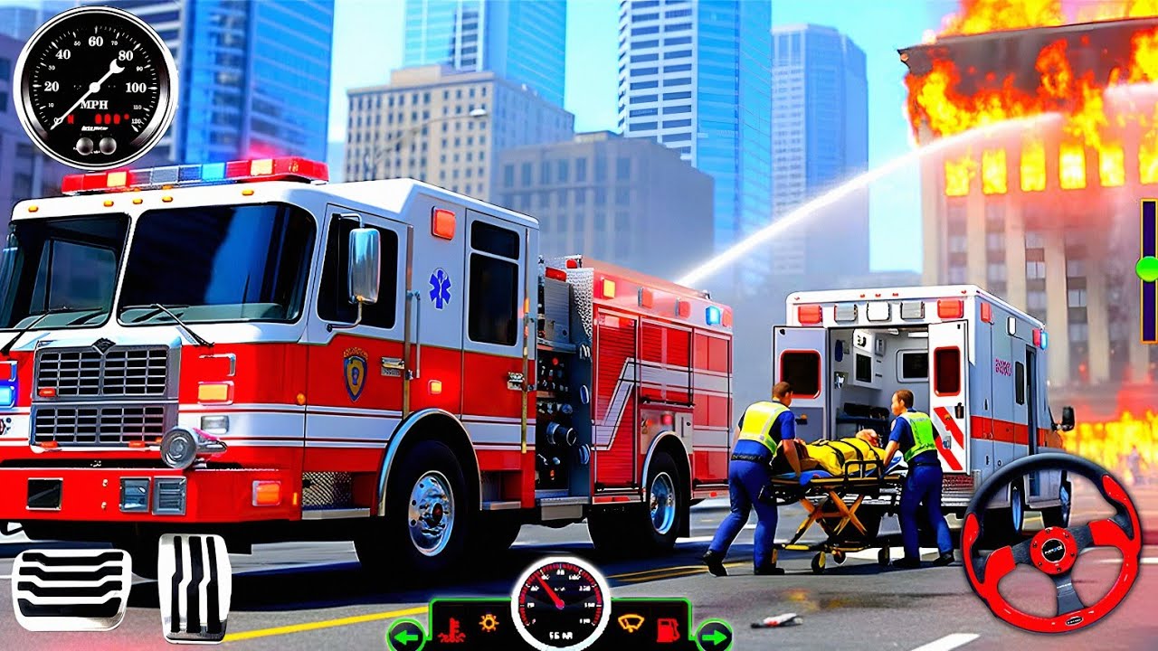 FireFighter Truck Rescue Simulator 3D - US Emergency 911 Ambulance Driving - Android GamePlay
