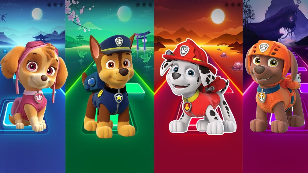 Paw Patrol | Skye VS Chase VS Marshall VS Zuma | Tiles Hop