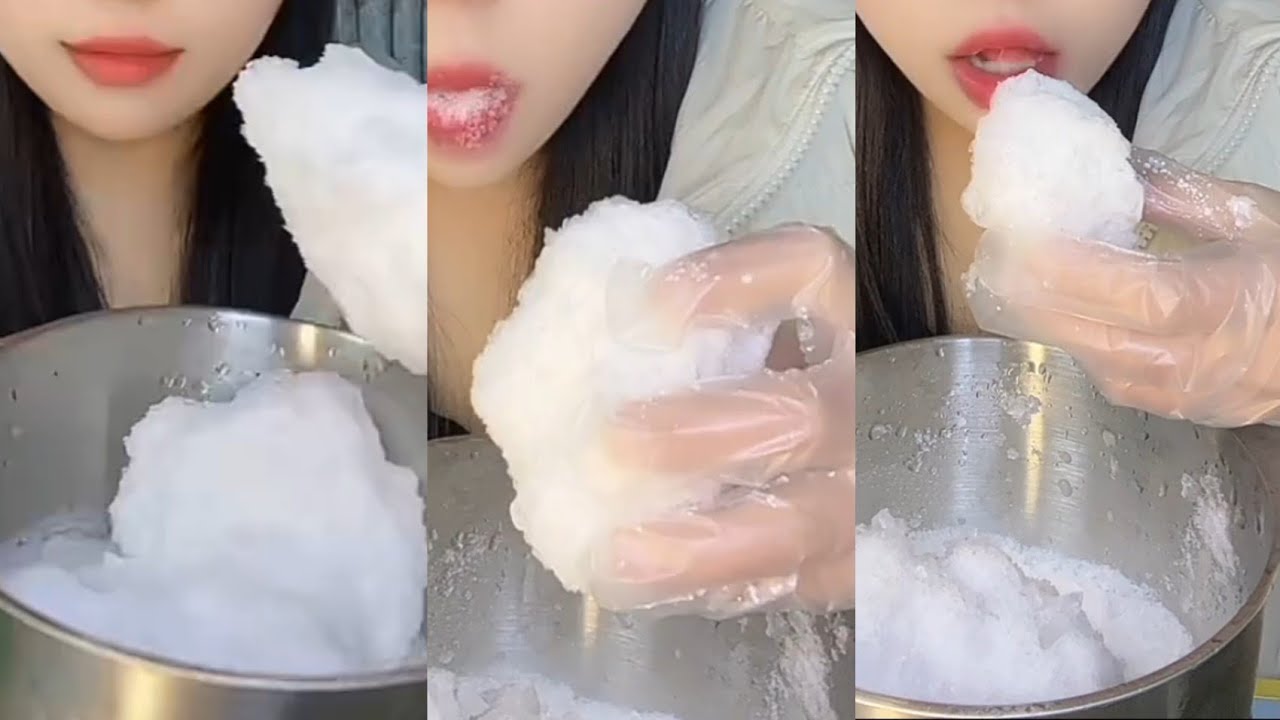 SHAVEDICE SOFTICE POWDERY ICE 🥶ASMR SQUEAKY CRISPY ICE BITES🧊ICE EATING VIDEO🥶