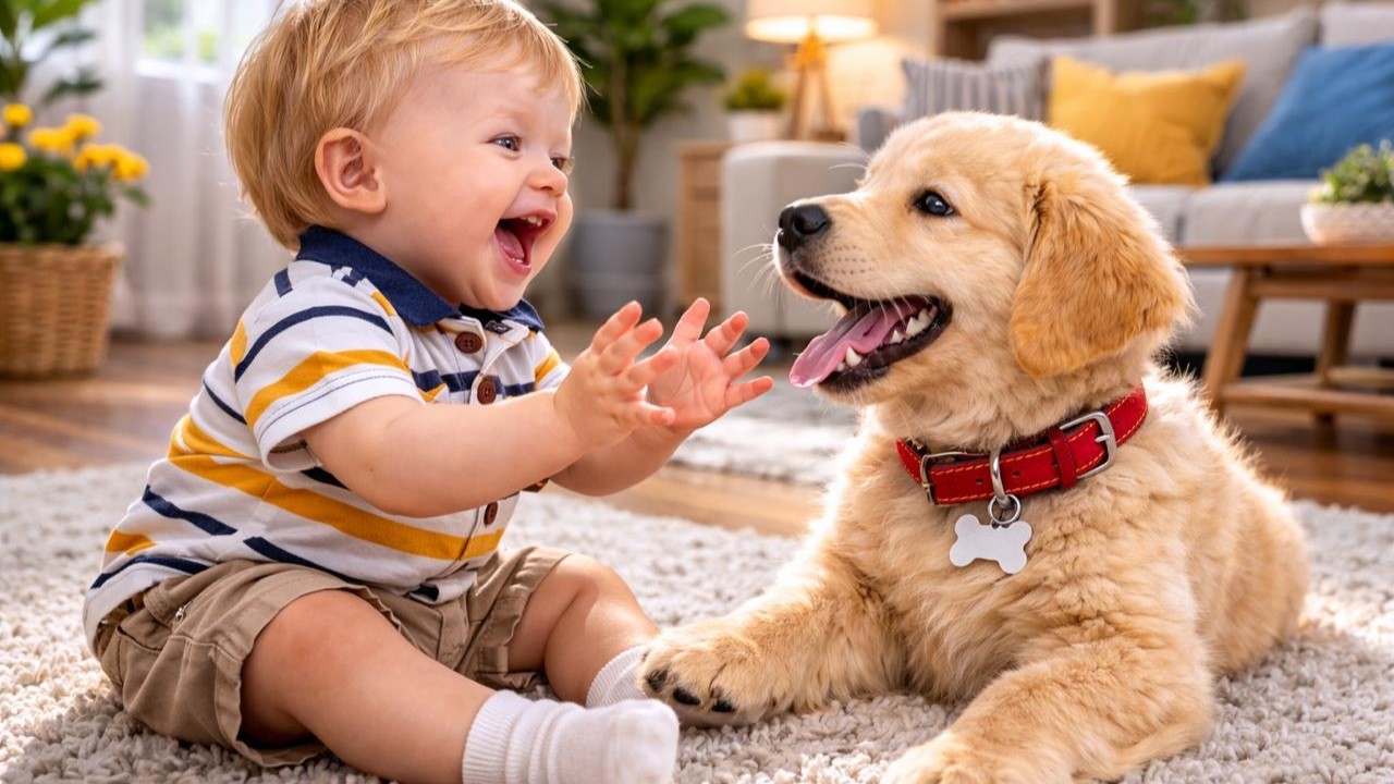 Baby and Puppy Rolling 🍼🐶 | Cute Precious Moment ✨ | Sweet Friendship 💕| Joyful Time 🌟