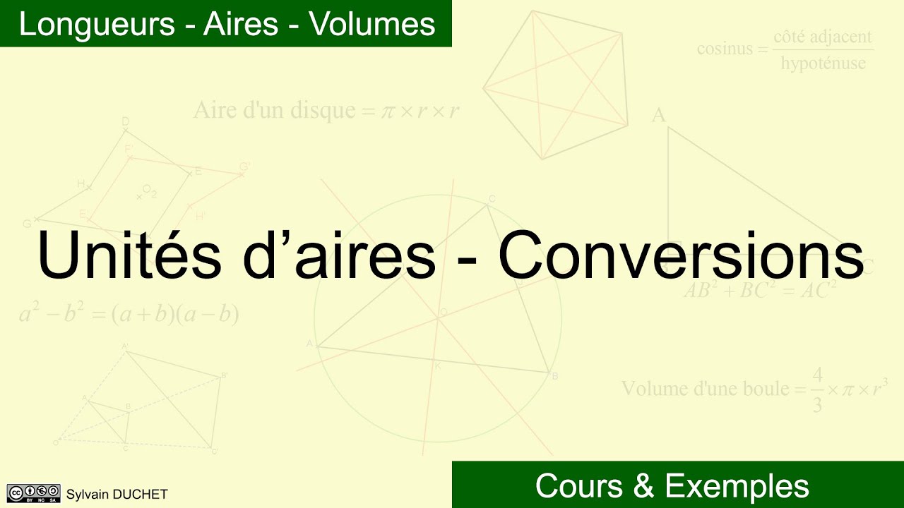 Unités d'aires - Conversions