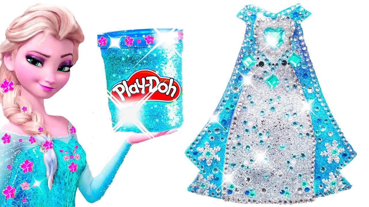 Play Doh Making Colorful Sparkle Disney Princess Dress Frozen Anna Castle Toys