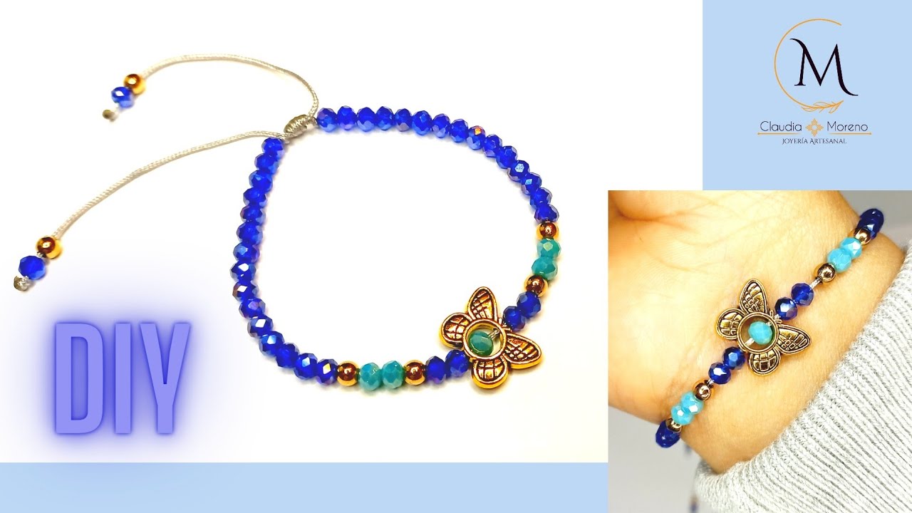 🦋HAZ TUS PROPIOS ACCESORIOS🦋PULSERA DE HILO 💙 😃 #diy #hadmade #joyeriaartesanal #aestetic #pulseras