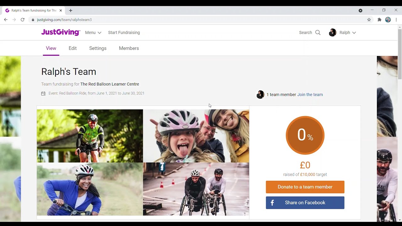 Creating a Team Page on Justgiving