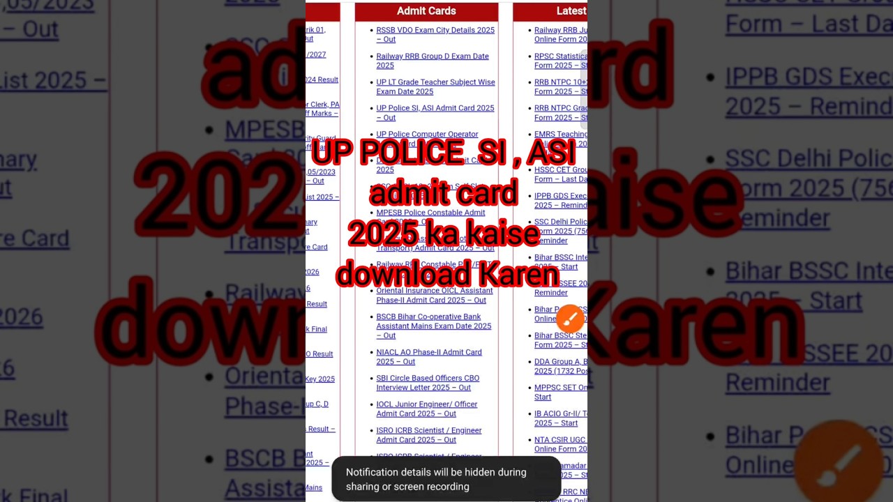UP Police SI ASI Admit Card 2025 👆 UP Police SI ASI Admit Card 2025 Kaise Download Kare #shorts #yt