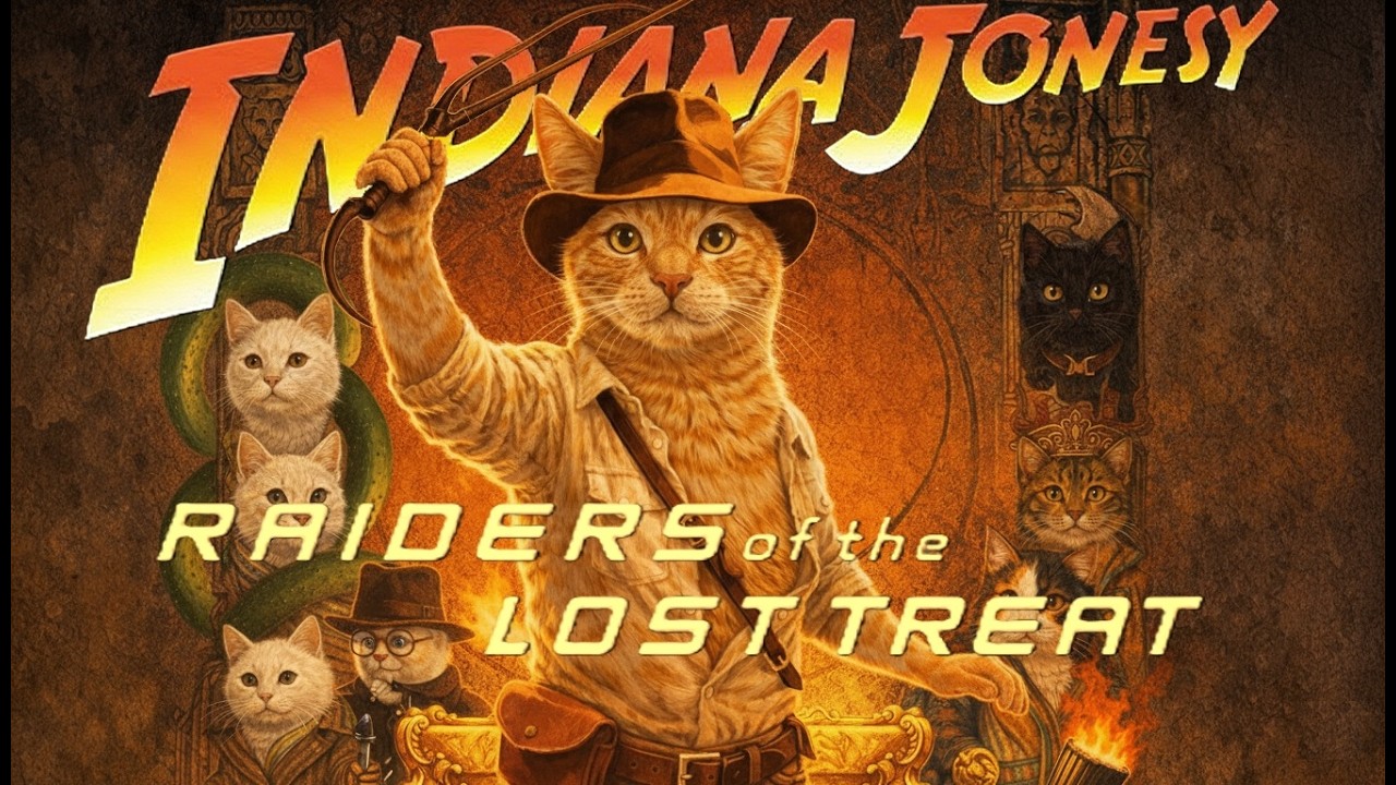 Indiana Jonesy 🤠 Raiders of the lost treat 😸 Indiana Jones first movie with my cat Eliot 🐈