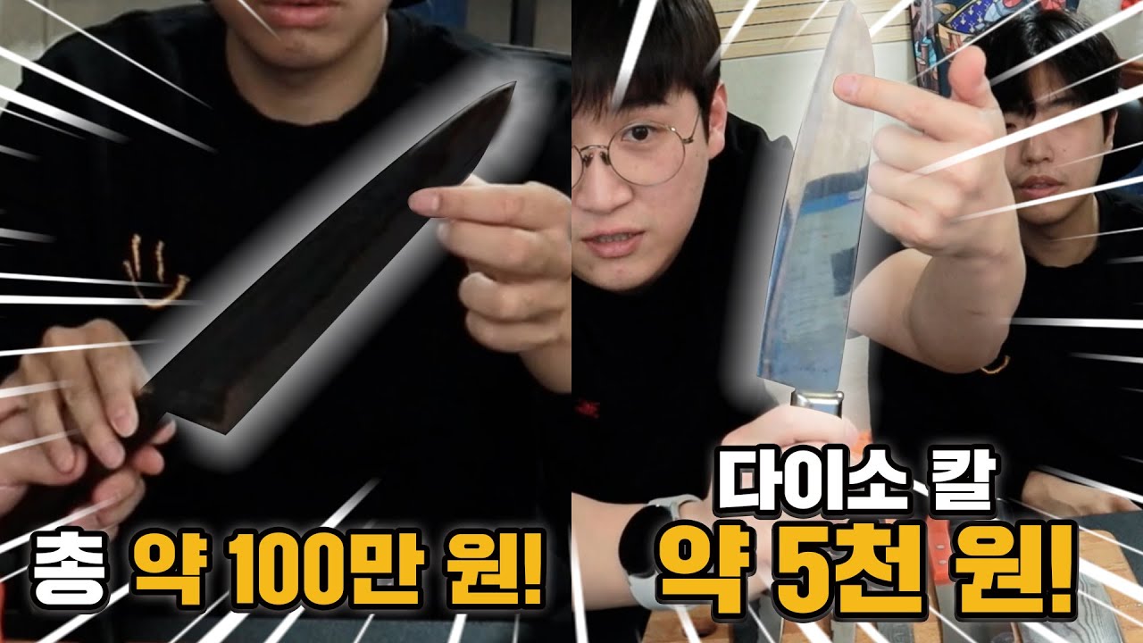 100만원짜리 칼 vs 다이소 5천원짜리 칼ㅋㅋㅋㅋㅋㅋㅋ 극과 극이네 진짜로