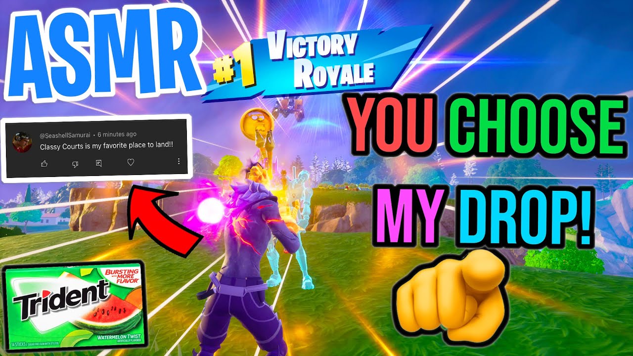 ASMR Fortnite 😴 Landing At Your Favorite Spot! Relaxing Gum Chewing 🎮🎧 Controller Sounds + Whispers💤