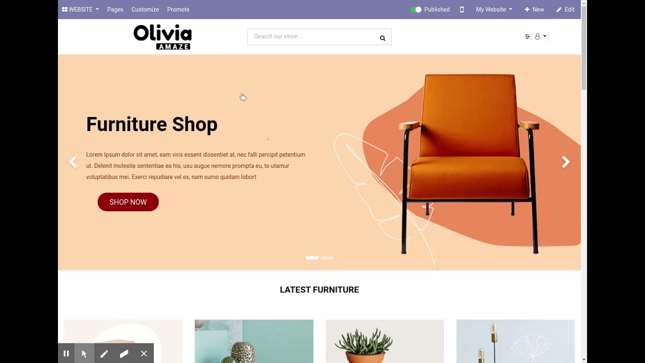 One-click Installation - Odoo Theme Olivia