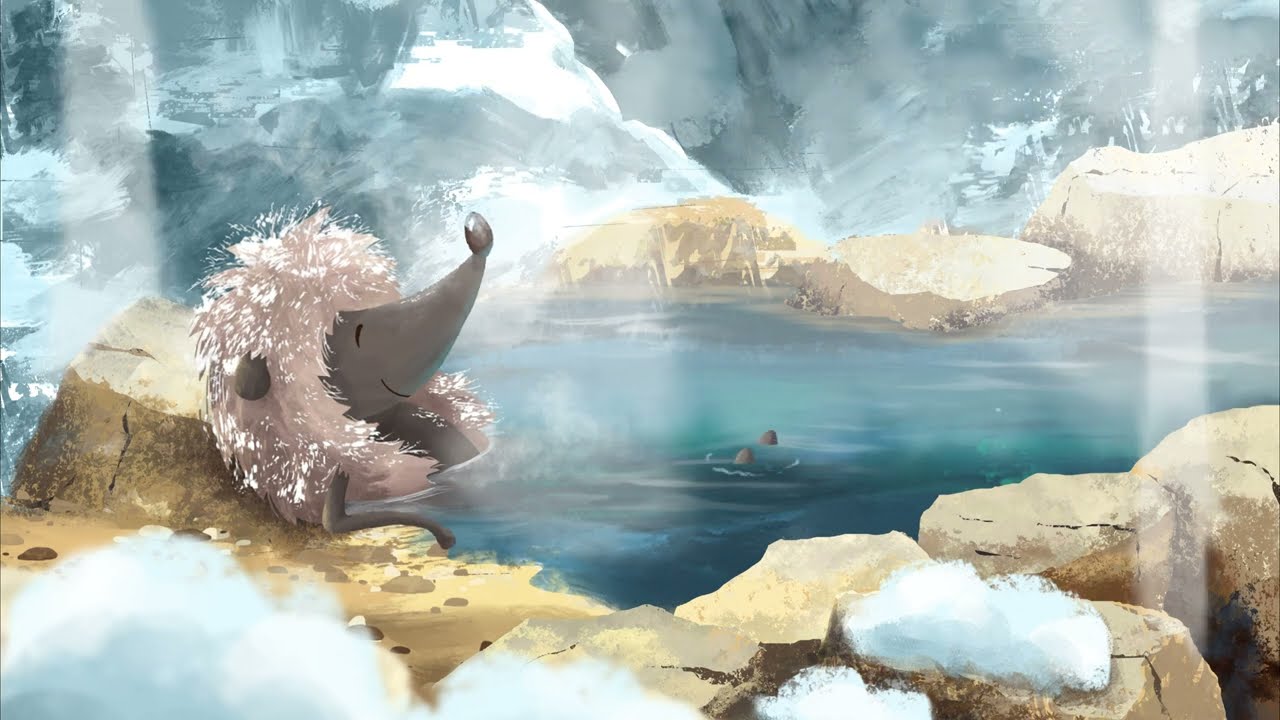 Hot springs in winter | animation with relaxing music