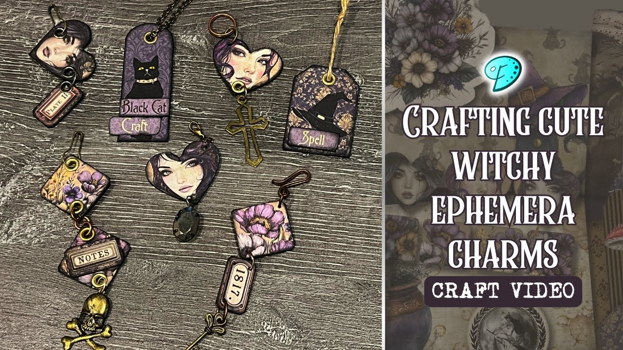 Making some DIY Witchy Ephemera charms! Craft along with Emily Designs junk journal & Scrapbooking