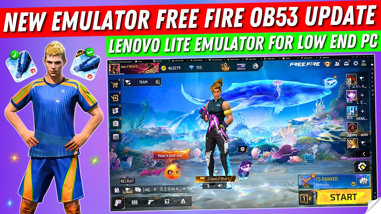 Lenovo Lite Best Emulator For Free Fire OB53 New Update | New Android Emulator for Low End PC (2026)