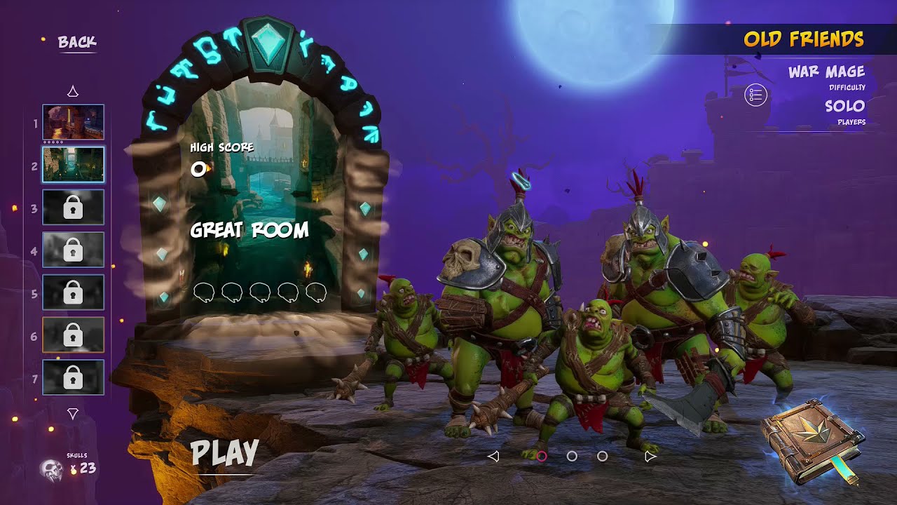 OMD3 Only Default Traps and Weapons | Level 2 Great Room 5 Skull Perfect Warmage | Orcs Must Die 3