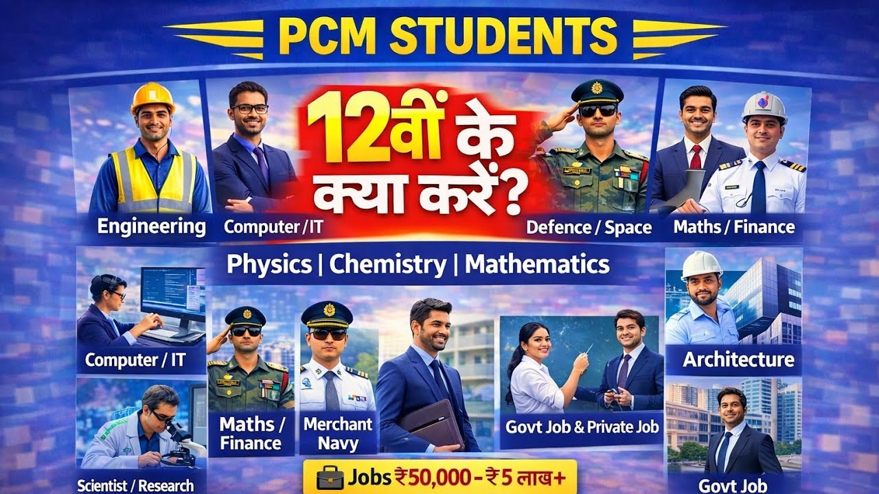 12वीं PCM के बाद क्या करें? 🔥 Top 10 Career Options | Engineering, IT, Defence, Govt Jobs (2026)