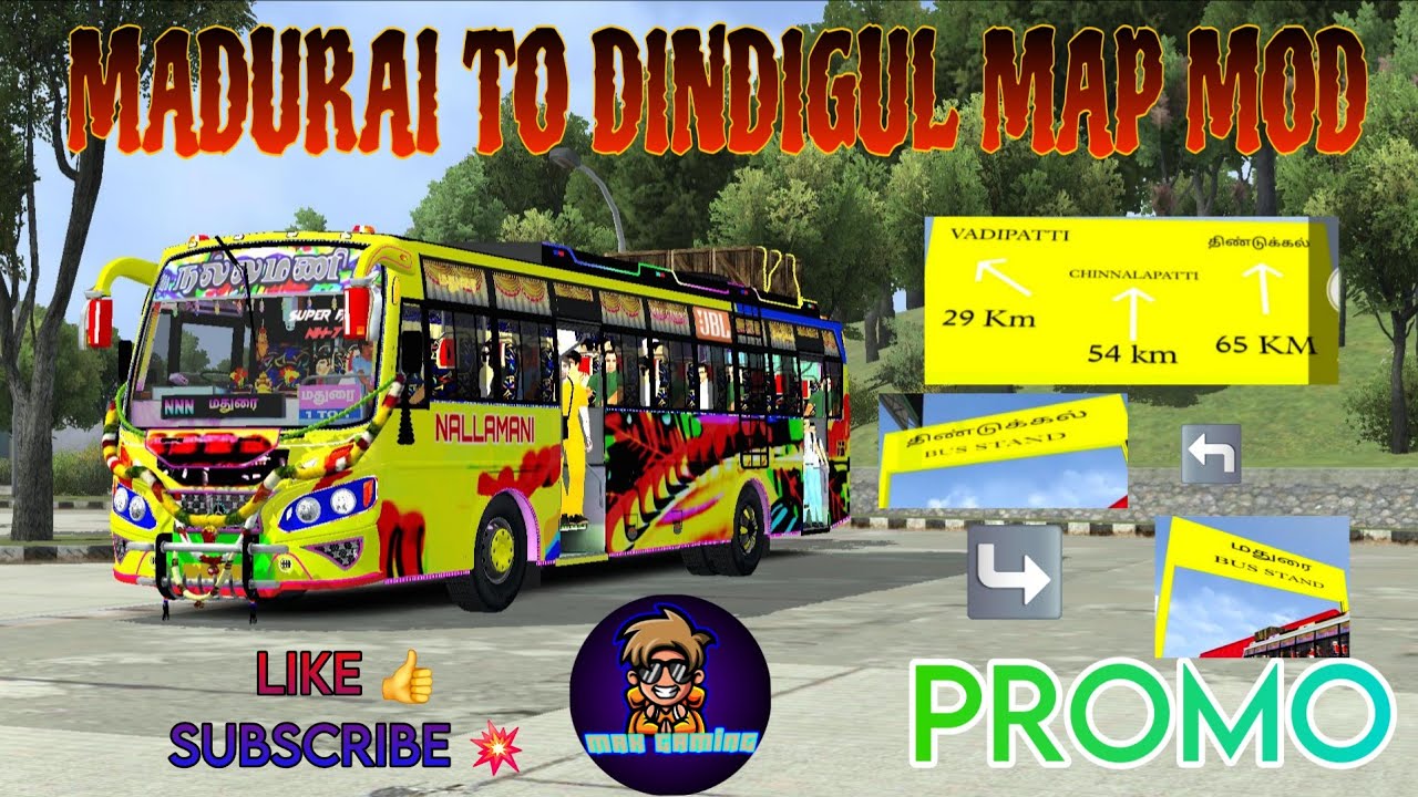 🎀💫MADURAI TO DINDIGUL 💫📍MAP MOD 📍PROMO 👑BUS SIMULATOR INDONESIA 👑#viralvideo #trending #bussid 