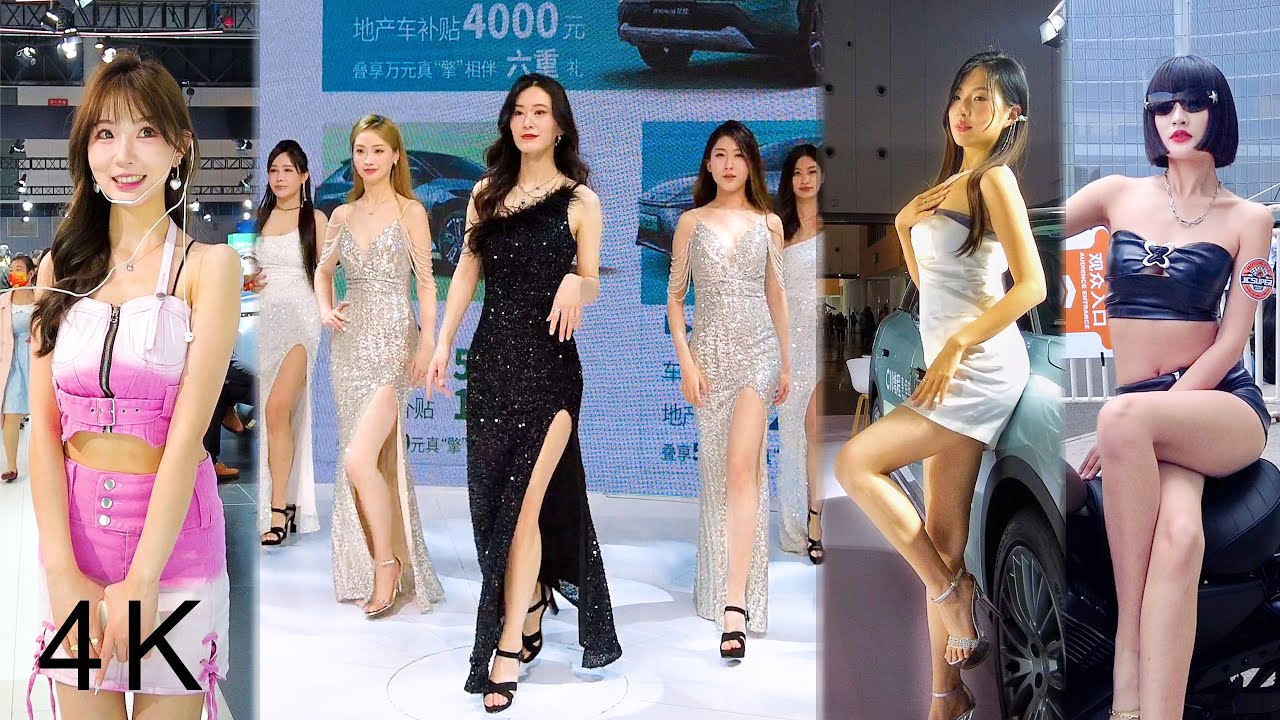 China Car Show 2023 4K 车模姐姐给大哥逗笑了 大哥真会玩 | 中国成都车展 Motor Expo 2023 Racing Girls Model 중국 모터쇼 레이싱모델