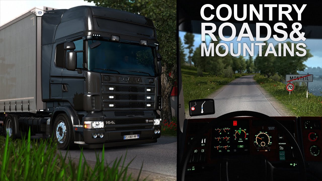 ETS2 - Grand Utopia Map - Scania V8 164L Low Deck(4-series) - V8 Open Pipe Sound with Manual Gearbox