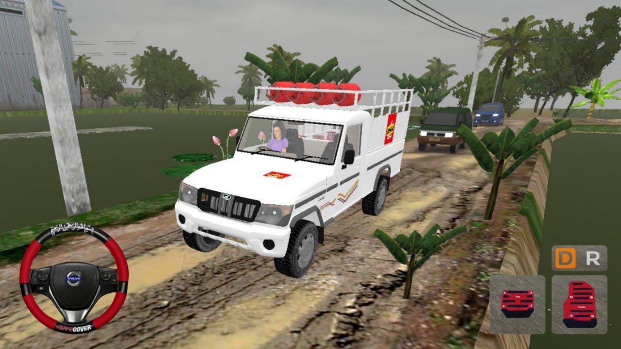 Mahindra Bolero Gas Cylinder Load Village Road Mud Off-road Driving 😱 BUS SIMULATOR INDONESIA 