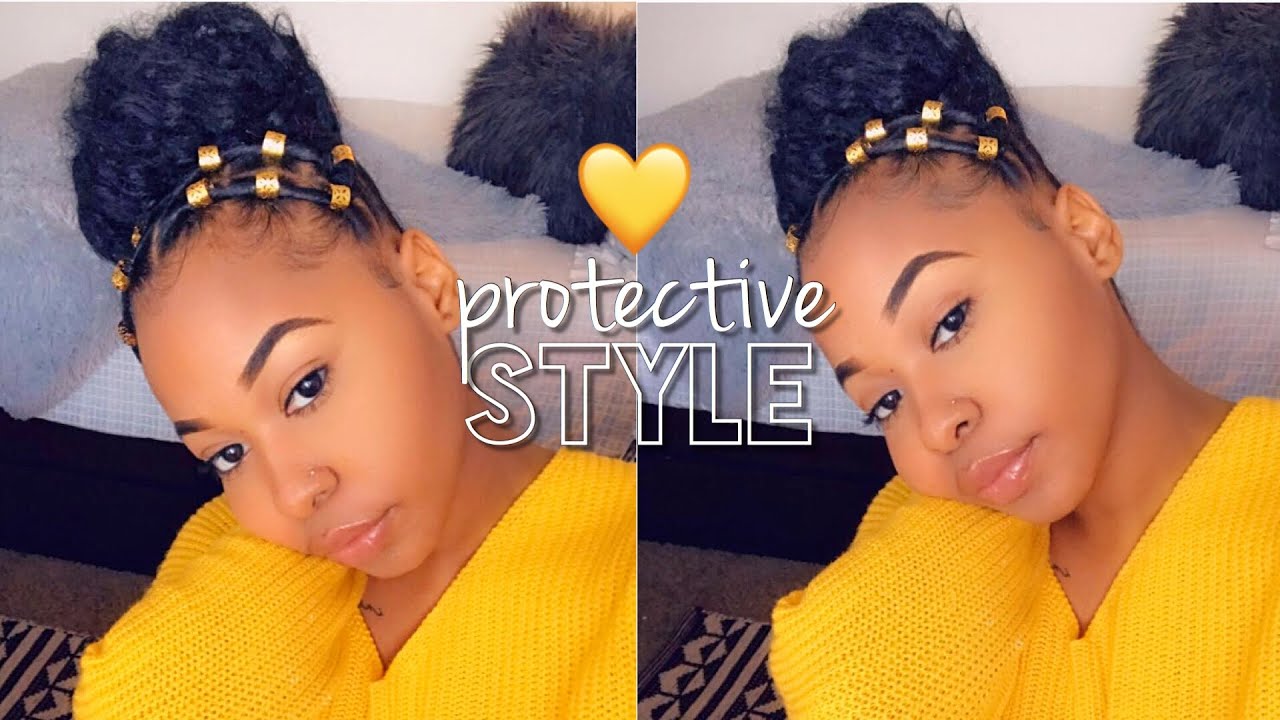 How To: Spiced Up Faux High Bun on Natural Hair | Rubber Band Hairstyle | Easy Protective Style