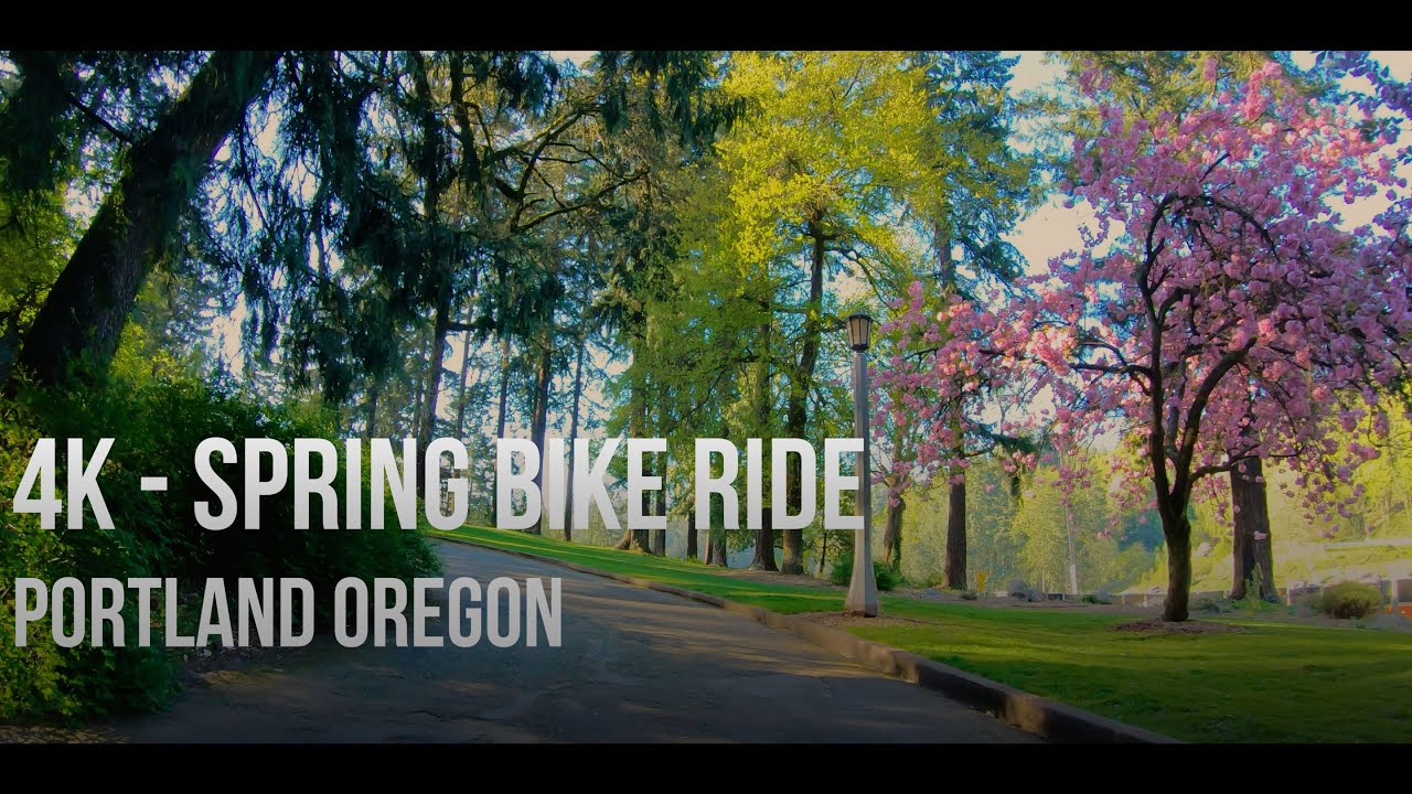 4K - Beautiful Spring Bike Ride in Portland Oregon - Actual Audio No Music