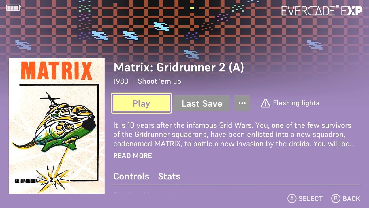 Matrix: Gridrunner 2 (A) | The Llamasoft Collection | Game 16 of 27 | Evercade Handheld