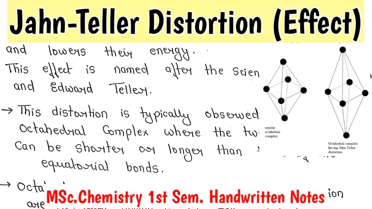Jahn Teller Distortion(Effect) | inorganic chemistry notes | MSc. chemistry 1st sem
